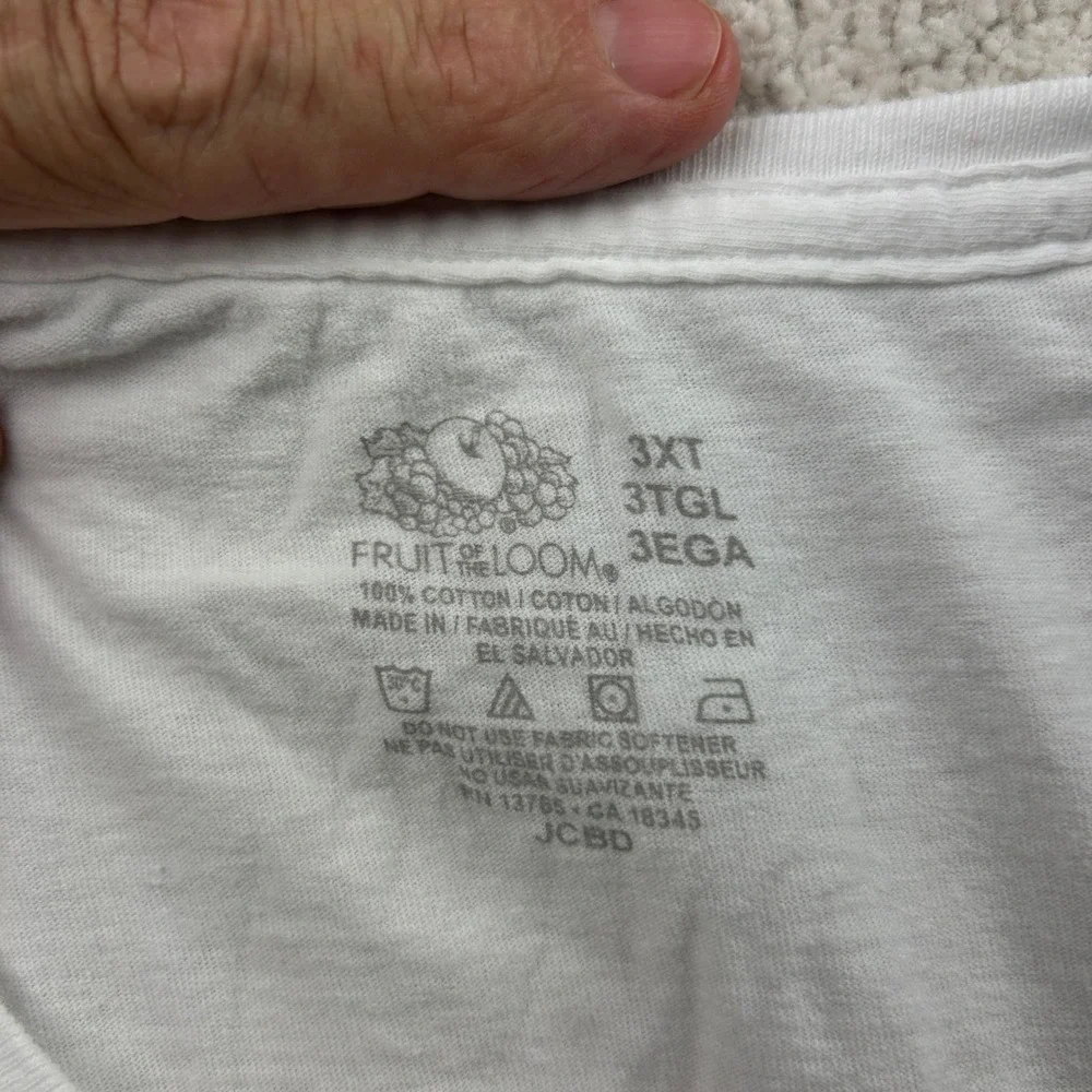 Fruit of the Loom Solid V-Neck T-Shirt 3XT White 5 Pack Tall Basic Normcore
